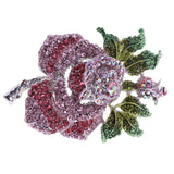 Maxbell Purple Rose Flower Brooches Pin with Rhinestone for Women Bride Girl Prom Jewelry