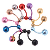 Maxbell 12 Pcs Body Jewelry Petite Belly Button Navel Ring 14g Stainless Steel Curved Barbells