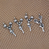 Maxbell 50 Piece Silver Mini Alloy Hollow Cheerleaders Shape Charms Pendants DIY Jewelry Making Findings