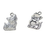 Maxbell 50Pcs Tibetan Silver Pet Cat Charms Pendants For DIY Necklace Jewelry Making