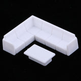 Maxbell Dollhouse Miniature Furniture Plastic White Tea Table Sofa Set DIY Toys 1/75