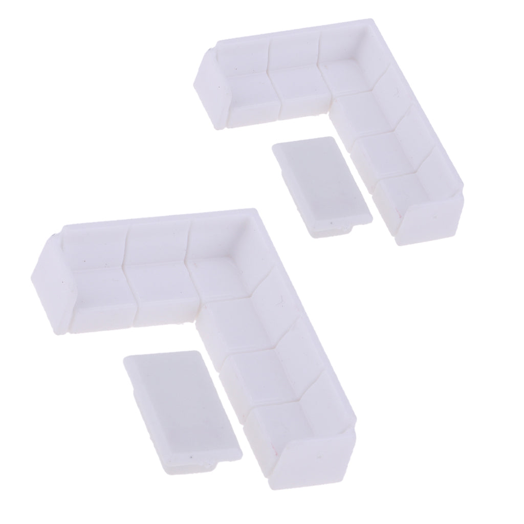 Maxbell Dollhouse Miniature Furniture Plastic White Tea Table Sofa Set DIY Toys 1/75