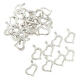 Maxbell 30pcs Silver Tone Hollow Heart Charms Bead Pendant DIY Jewelry Craft 17x21mm