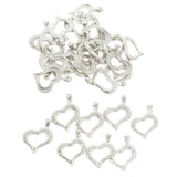 Maxbell 30pcs Silver Tone Hollow Heart Charms Bead Pendant DIY Jewelry Craft 17x21mm