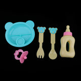 Maxbell 5 Pieces Plastic Cutlery Set Tableware Model For 25cm Mellchan Baby Dolls