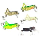 Maxbell 5Pcs 4cm Lifelike Insect Grasshopper Fishing Lures Baits Crankbaits with Treble Hook Flying Fishing Lure