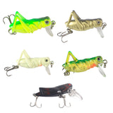 Maxbell 5Pcs 4cm Lifelike Insect Grasshopper Fishing Lures Baits Crankbaits with Treble Hook Flying Fishing Lure