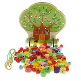 Maxbell Lacing Wooden Threading Beads Set Stringing Blocks Early Learning Toy for Preschoolers, Primary Wooden Fruits and Vegetables Beads Toys