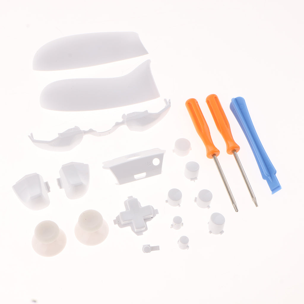 Maxbell For Microsoft Xbox One Elite Controller Button Set Case Shell Faceplate Kit with Hand Grip Thumb Stick Cap ABXY Bumper Trigger Key White