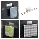 Maxbell Towel Bar Self Adhesive Bathroom Brushed Stainless Steel Bath Wall Shelf Rack Hanging Towel Stick On Sticky Hanger Contemporary Style