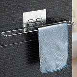 Maxbell Towel Bar Self Adhesive Bathroom Brushed Stainless Steel Bath Wall Shelf Rack Hanging Towel Stick On Sticky Hanger Contemporary Style