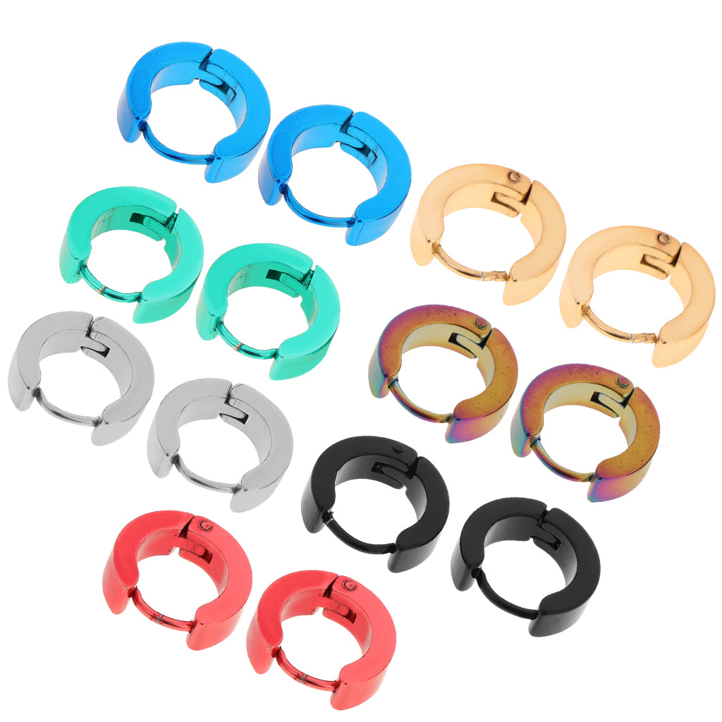 Maxbell 14Pcs Women Men Small Round Hoop Huggie Sleeper Stud Earrings Hippy Jewelry