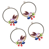 Maxbell 4pcs Baby Shower Gifts Cherry Bird Pendants Hanging Ornaments Earrings Findings Souvenir Garment Showing Crafts.