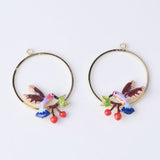 Maxbell 4pcs Baby Shower Gifts Cherry Bird Pendants Hanging Ornaments Earrings Findings Souvenir Garment Showing Crafts.