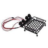 Maxbell 1/10 Metal Roof Rack Cargo Carrier+White LED Lamp Light for RC Axial SCX10