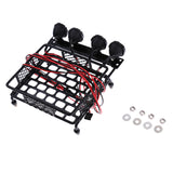 Maxbell 1/10 Metal Roof Rack Cargo Carrier+White LED Lamp Light for RC Axial SCX10