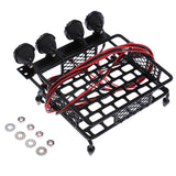 Maxbell 1/10 Metal Roof Rack Cargo Carrier+White LED Lamp Light for RC Axial SCX10