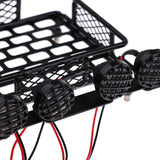 Maxbell 1/10 Metal Roof Rack Cargo Carrier+White LED Lamp Light for RC Axial SCX10