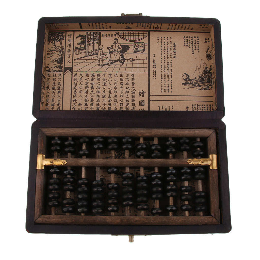 Maxbell Vintage Wooden Abacus 11 Digits Calculation Tool with Box Collectible Gift
