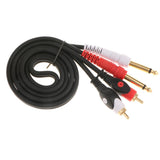 Maxbell Dual 1/4'' 6.35mm Mono Male Jack To Dual 2RCA Male Audio Cable for Mic Mixer 1M