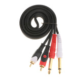 Maxbell Dual 1/4'' 6.35mm Mono Male Jack To Dual 2RCA Male Audio Cable for Mic Mixer 1M