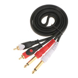 Maxbell Dual 1/4'' 6.35mm Mono Male Jack To Dual 2RCA Male Audio Cable for Mic Mixer 1M