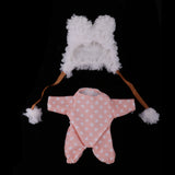 Maxbell 2 Pieces Clothes Suit for Mellchan Baby Doll 9-11inch Reborn Girl Baby Doll Pink Jumpsuits Rabbit Ear Hat Suit