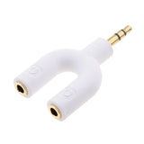 Maxbell 3.5mm Stereo Audio Splitter Earphone Headphone 2 Way Adaptor Keyring White