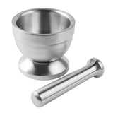 Maxbell Kitchen Stainless Steel Mortar and Pestle Spice Grinder Hand Crusher Masher Bowl, Silver, 12cm dia.