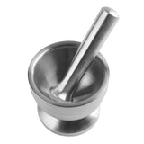 Maxbell Kitchen Stainless Steel Mortar and Pestle Spice Grinder Hand Crusher Masher Bowl, Silver, 12cm dia.