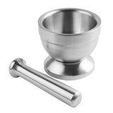 Maxbell Kitchen Stainless Steel Mortar and Pestle Spice Grinder Hand Crusher Masher Bowl, Silver, 12cm dia.