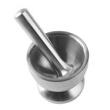 Maxbell Kitchen Stainless Steel Mortar and Pestle Spice Grinder Hand Crusher Masher Bowl, Silver, 12cm dia.