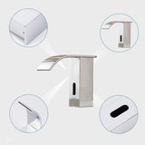 Maxbell Automatic Touchless Sensor Waterfall Bathroom Sink Vessel Faucet Chromed Copper Finish