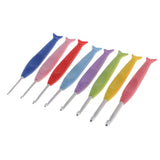 Maxbell 8pcs Fish Design Soft Handles Aluminum Crochet Hook Knitting Weaving Tool DIY Crafts 2.5mm-6.0mm
