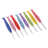 Maxbell 8pcs Fish Design Soft Handles Aluminum Crochet Hook Knitting Weaving Tool DIY Crafts 2.5mm-6.0mm