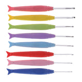 Maxbell 8pcs Fish Design Soft Handles Aluminum Crochet Hook Knitting Weaving Tool DIY Crafts 2.5mm-6.0mm