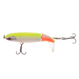 Maxbell ABS Topwater Fishing Lure Rotate Tail Whopper Popper Artificial Hard Bait with 2 Treble Hooks -Yellow Orange