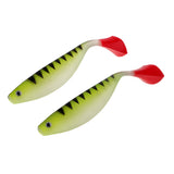 Maxbell 2pcs Lifelike 3D Eye Soft Worm Lures Eco-friendly Silicone Bait Fishing T Tail Lures for Striped Bass Blackfish Catfish