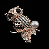 Maxbell Women Vintage Gold Plated Crystal Bouquet Brooch Cute Owl Rhinestone Pin