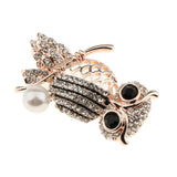 Maxbell Women Vintage Gold Plated Crystal Bouquet Brooch Cute Owl Rhinestone Pin