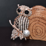 Maxbell Women Vintage Gold Plated Crystal Bouquet Brooch Cute Owl Rhinestone Pin