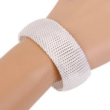 Maxbell Wedding Bridal Silver Net Style Bangle Bracelet Partywear  Hand Jewelry