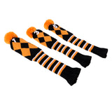 Maxbell 3 Pieces Golf Knit Pom Pom Headcover Driver Fairway Woods Head Covers Orange