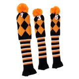 Maxbell 3 Pieces Golf Knit Pom Pom Headcover Driver Fairway Woods Head Covers Orange