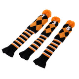 Maxbell 3 Pieces Golf Knit Pom Pom Headcover Driver Fairway Woods Head Covers Orange