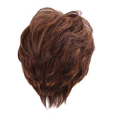 Maxbell 10 inch Lady Synthetic Wig Brown Fluffy Layered Hairpieces Natural Looking Wig for Women Cosplay Daily Wear With Oblique Bangs