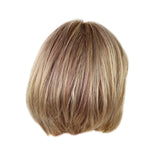 Maxbell 16’’Straight Bob Wig Shoulder Length Mixed Human Hair Natural Flat Bang Wig with Free Wig Cap Light Brown