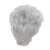 Maxbell Natural Looking Cool Pixie Cut Male Wigs Short Straight Human Hair Full Wig Silver Gray with Net Cap