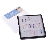 Maxbell 18pcs Seamless Open Nose Hoop Ring Stainless Steel Body Piercing Jewelry 22G(0.6mm)