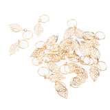 Maxbell 30pc Golden Leaves Pendant Metal Circlets For Dreadlock Braids DIY Hairstyle